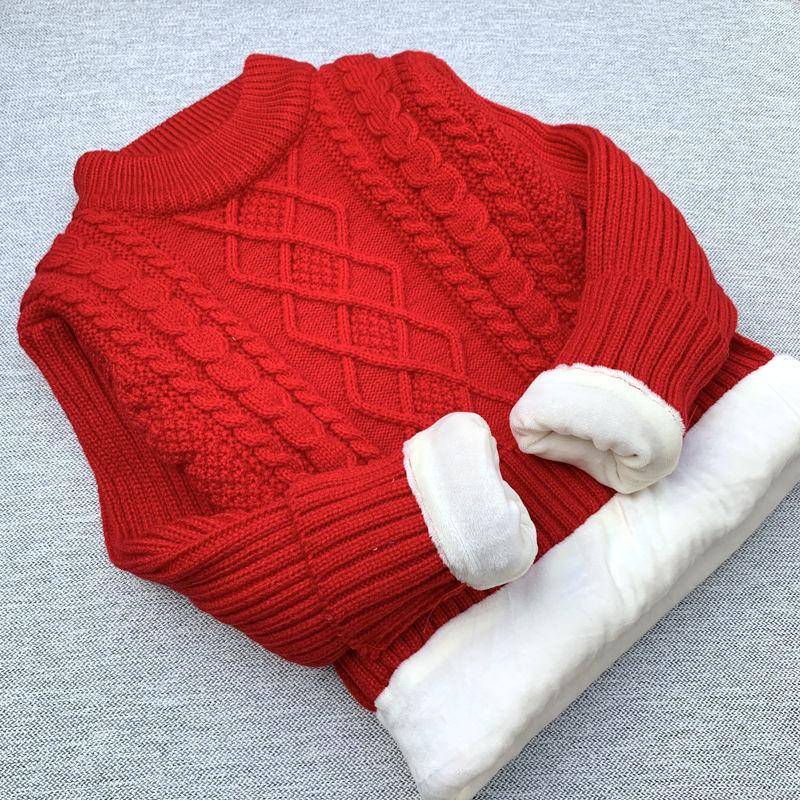 Kinder Pullover Weiß Samt Winter Jungen High Neck Strick Pullover Unten Mantel 160 von Joom DACH