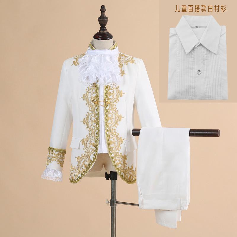 Kinder Punk Halloween Kostüme König Prinz Renaissance Mittelalter Junge Gothic Cosplay Party Kostüm Mantel + Hose + Krawatte Komplettset 110&prince costume von Joom DACH