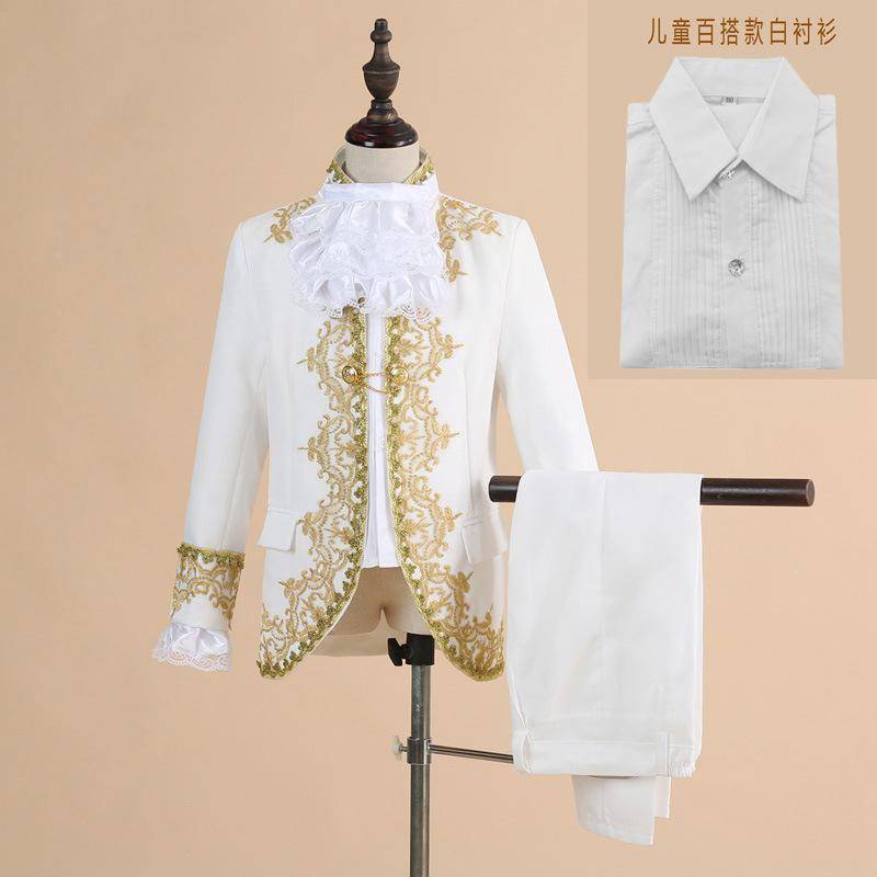 Kinder Punk Halloween Kostüme König Prinz Renaissance Mittelalter Junge Gothic Cosplay Party Kostüm Mantel + Hose + Krawatte Komplettset 110&prince costume von Joom DACH