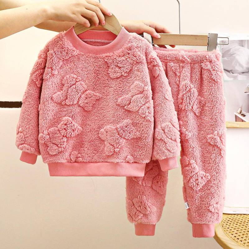 Kinder-Pyjama-Set Flanell Warm Herbst und Winter Jungen Verdickte Home Service Baby Plus Samt Kleidung Kleidung Kinderkleidung 110 rosa von Joom DACH