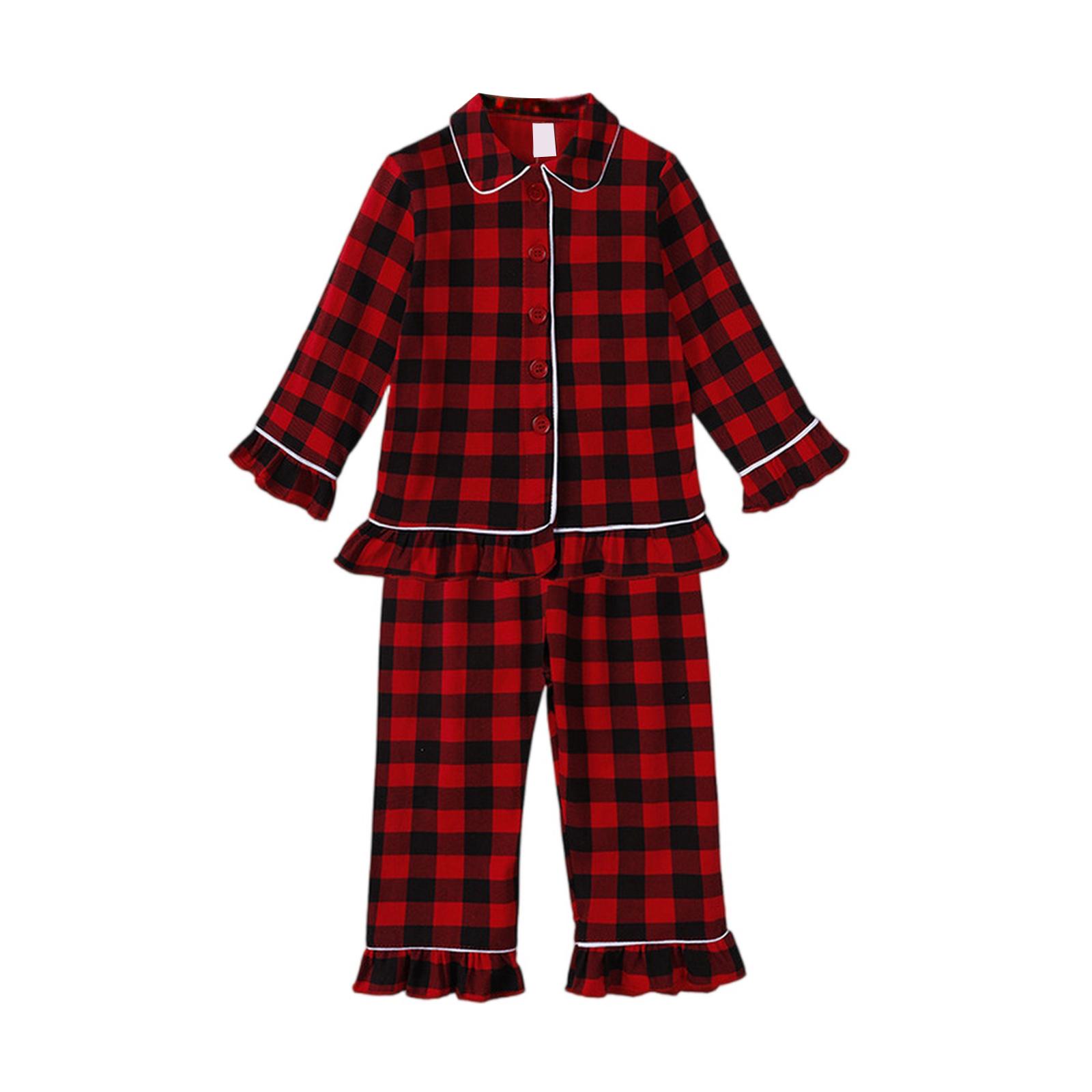 Kinder Pyjama Set - Langärmige Nachtwäsche 2-teiliges Outfit 90 rot von Joom DACH
