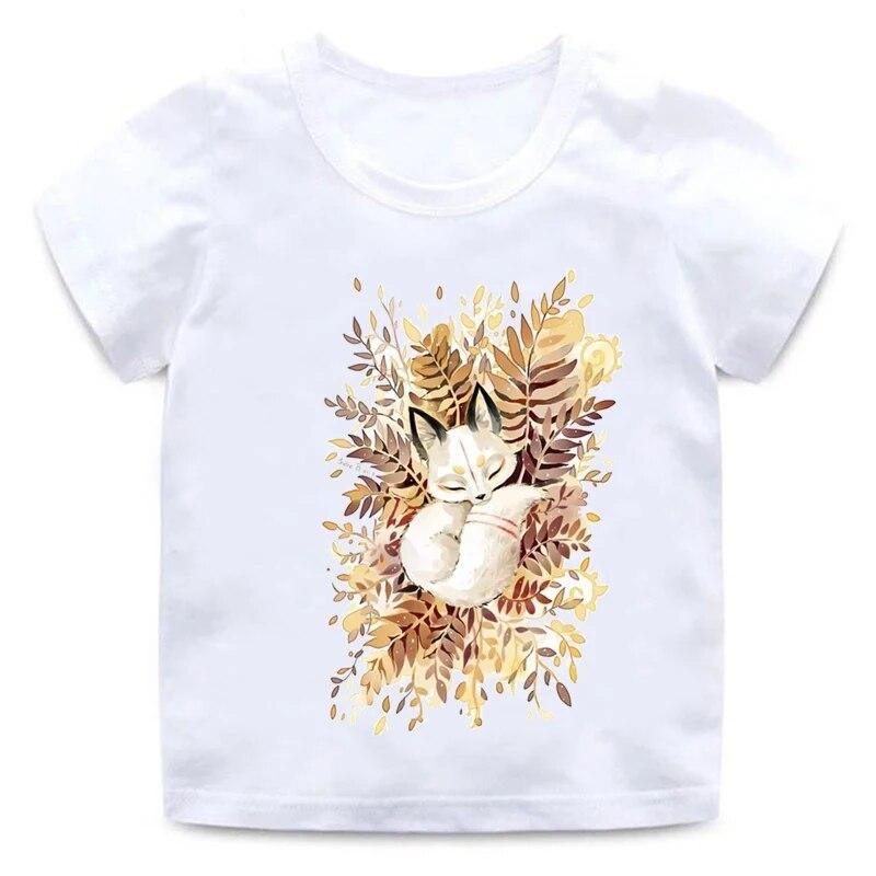 Kinder Pyjamas Print Cartoon T-Shirt Jungen Mädchen Casual Cute Fox Kurzarm Tops Kinder Lustige weiße Rundhals Baumwolle 7T von Joom DACH