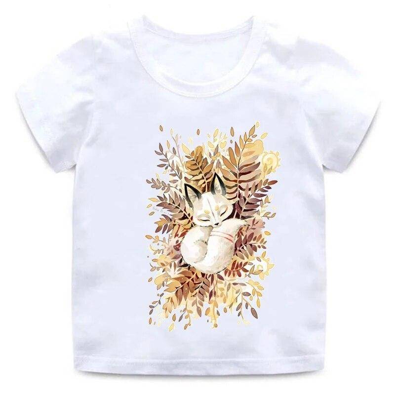Kinder Pyjamas Print Cartoon T-Shirt Jungen Mädchen Casual Cute Fox Kurzarm Tops Kinder Lustige weiße Rundhals Baumwolle 7T von Joom DACH