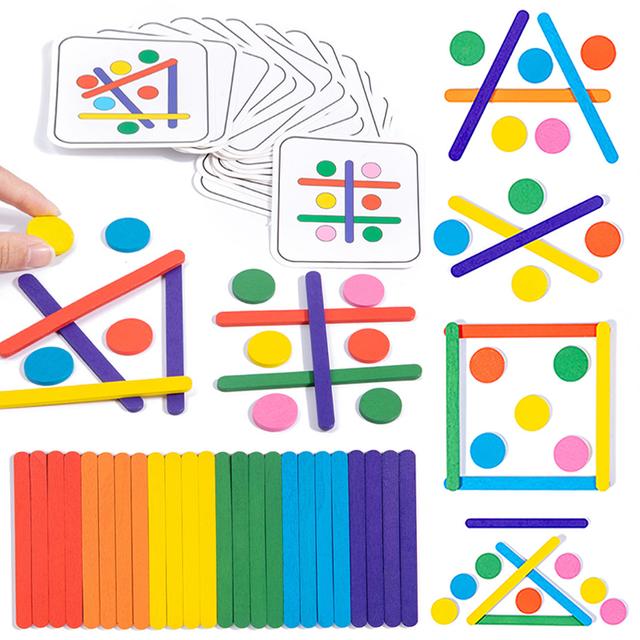 Kinder Regenbogen Stick Puzzle Montessori Spielzeug Farbe Sensorische Logische Denken Passende Spiele Kinder Frühe Pädagogische Holz Spielzeug von Joom DACH