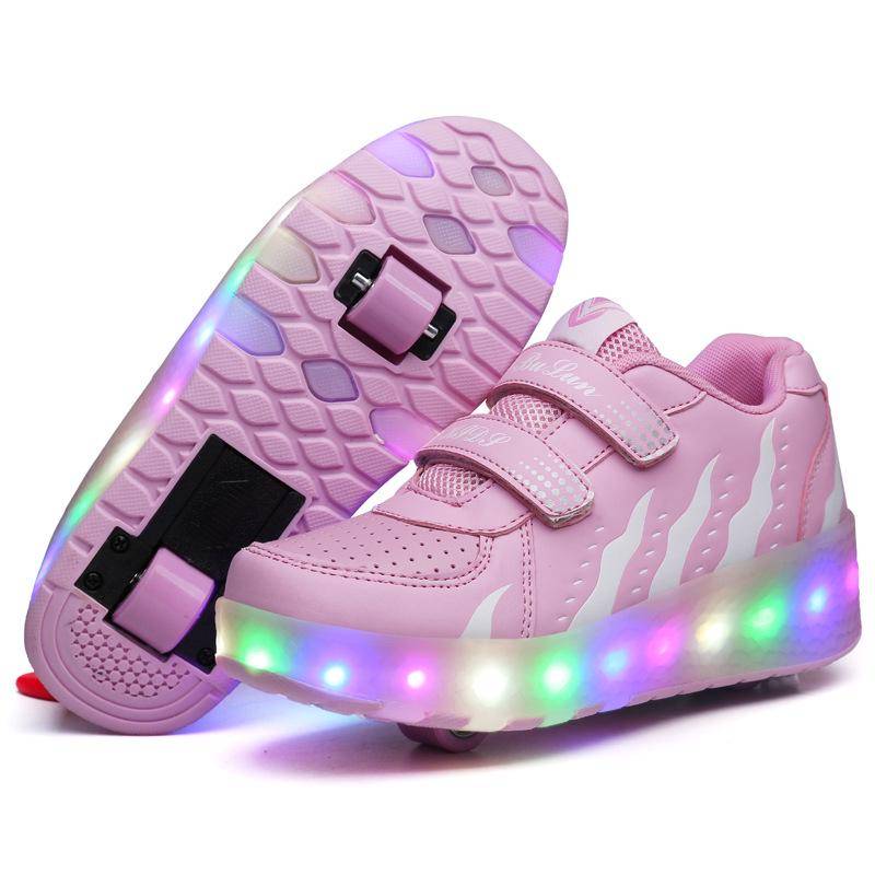 Kinder Rollschuhe Doppelrad Runaway Schuhe Teenager Blinkende Rollschuhe Räder Schuhe 27 von Joom DACH