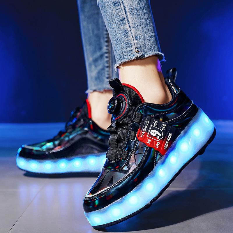 Kinder Rollschuhe Vierrad LED Licht Leuchtende Schuhe Schrumpfbare Rollschuhe Sport Schüler Rollschuhe Yo 40 von Joom DACH