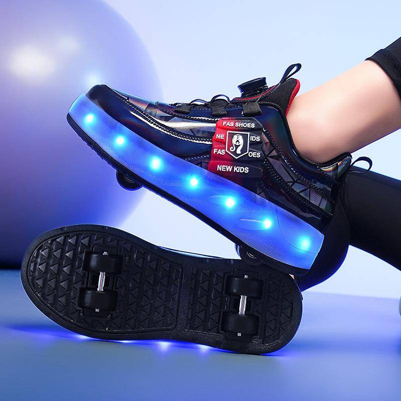 Kinder Rollschuhe Vierrad LED Licht Leuchtende Schuhe Schrumpfbare Rollschuhe Sport Schüler Rollschuhe Yo 40 von Joom DACH