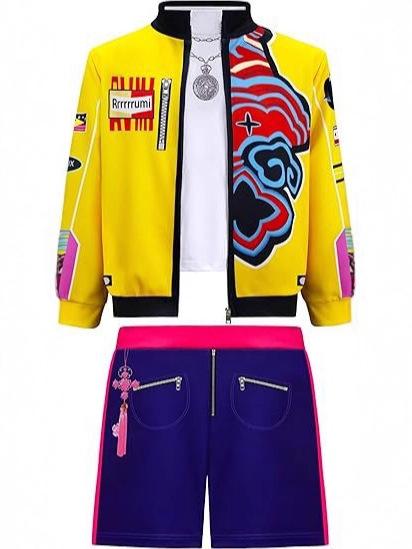 Kinder Rumi Cosplay Kostüm Kpop Dämonenjäger Huntrix Mantel Weste Hose Perücke Anzug Mädchen Tanzkleidung Halloween Karneval Rollenspiel Kid 150 von Joom DACH