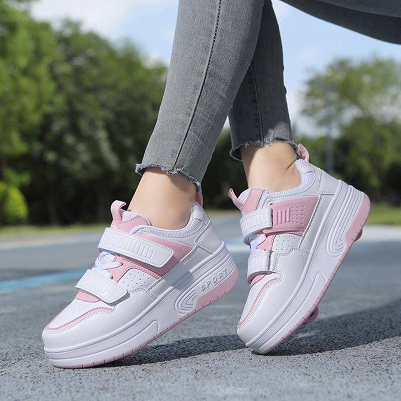 Kinder-Runaway-Schuhe für Jungen und Mädchen, Erwachsene, Burst-Schuhe, Doppelräder, fliegende Schuhe, Schuhe mit Rädern, Rollschuhe für Schulmädchen 40 von Joom DACH