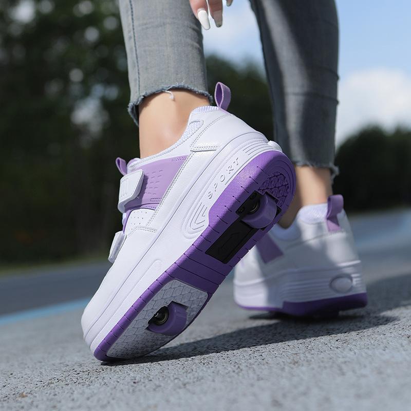 Kinder-Runaway-Schuhe für Jungen und Mädchen, Erwachsene, Burst-Schuhe, Doppelräder, fliegende Schuhe, Schuhe mit Rädern, Rollschuhe für Schulmädchen 40 von Joom DACH