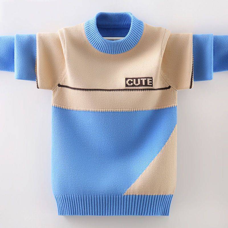 Kinder Rundhals Strickpullover Herbst Winter Jungen Pullover Mode Koreanische Version Farblich Passenden Pullover 130 von Joom DACH