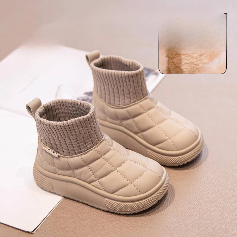 Kinder Samt Baumwolle Schuhe Winter Neue Stil Mädchen Socken Stiefel Jungen Baumwolle Stiefel 26 khaki von Joom DACH