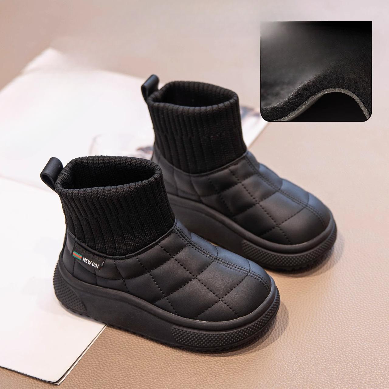 Kinder Samt Baumwolle Schuhe Winter Neue Stil Mädchen Socken Stiefel Jungen Baumwolle Stiefel 36 schwarz von Joom DACH