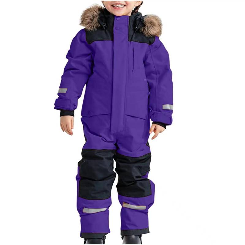 Kinder Schneeanzüge Overall Skianzug Jungen Mädchen Winter Warme Outdoor Fleece Overalls Winddicht Kinder Ski Snowboard Anzug 100cm violett von Joom DACH