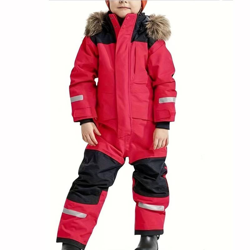 Kinder Schneeanzüge Overall Skianzug Jungen Mädchen Winter Warme Outdoor Fleece Overalls Winddicht Kinder Ski Snowboard Anzug 120cm rot von Joom DACH