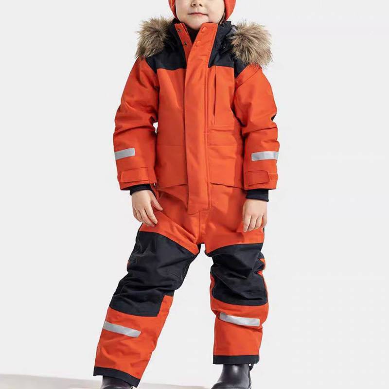 Kinder Schneeanzüge Overall Skianzug Jungen Mädchen Winter Warme Outdoor Fleece Overalls Winddicht Kinder Ski Snowboard Anzug 140cm leuchtend orange von Joom DACH