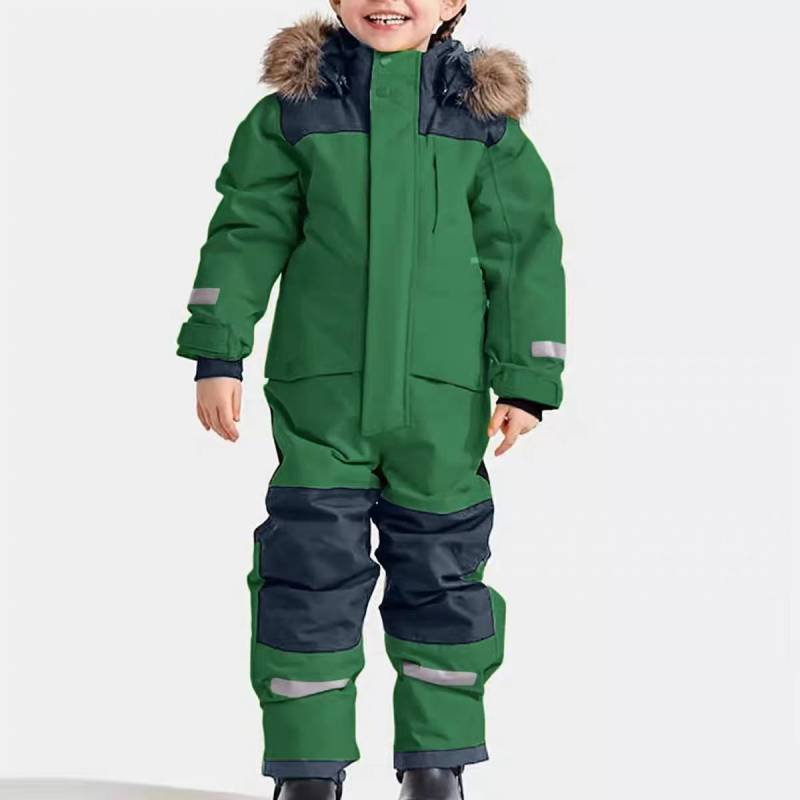 Kinder Schneeanzüge Overall Skianzug Jungen Mädchen Winter Warme Outdoor Fleece Overalls Winddicht Kinder Ski Snowboard Anzug 150cm grün von Joom DACH