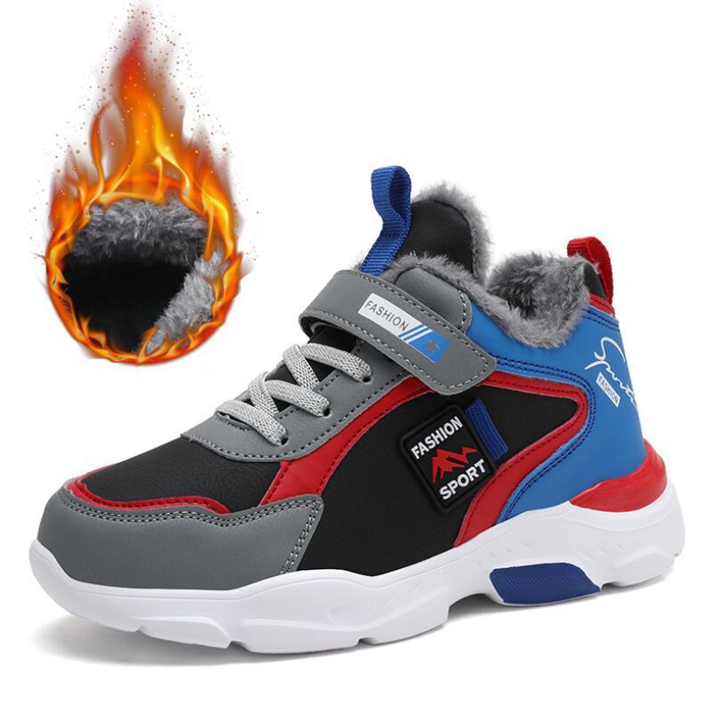 Kinder Schneestiefel Winter Wasserdichte Baumwollstiefel Jungen und Mädchen Warme Schuhe Kinder Turnschuhe 34 schwarz rot von Joom DACH