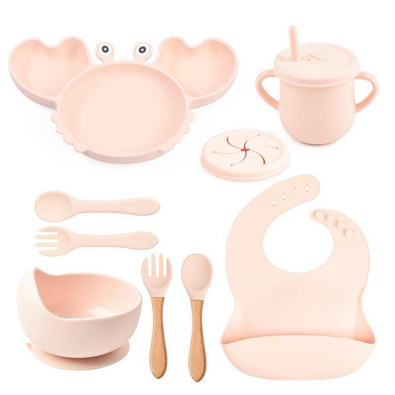 Kinder-Set aus Silikon mit Saugnapf und Löffel in Form einer Krabbe Y4 Crab Set von Joom DACH