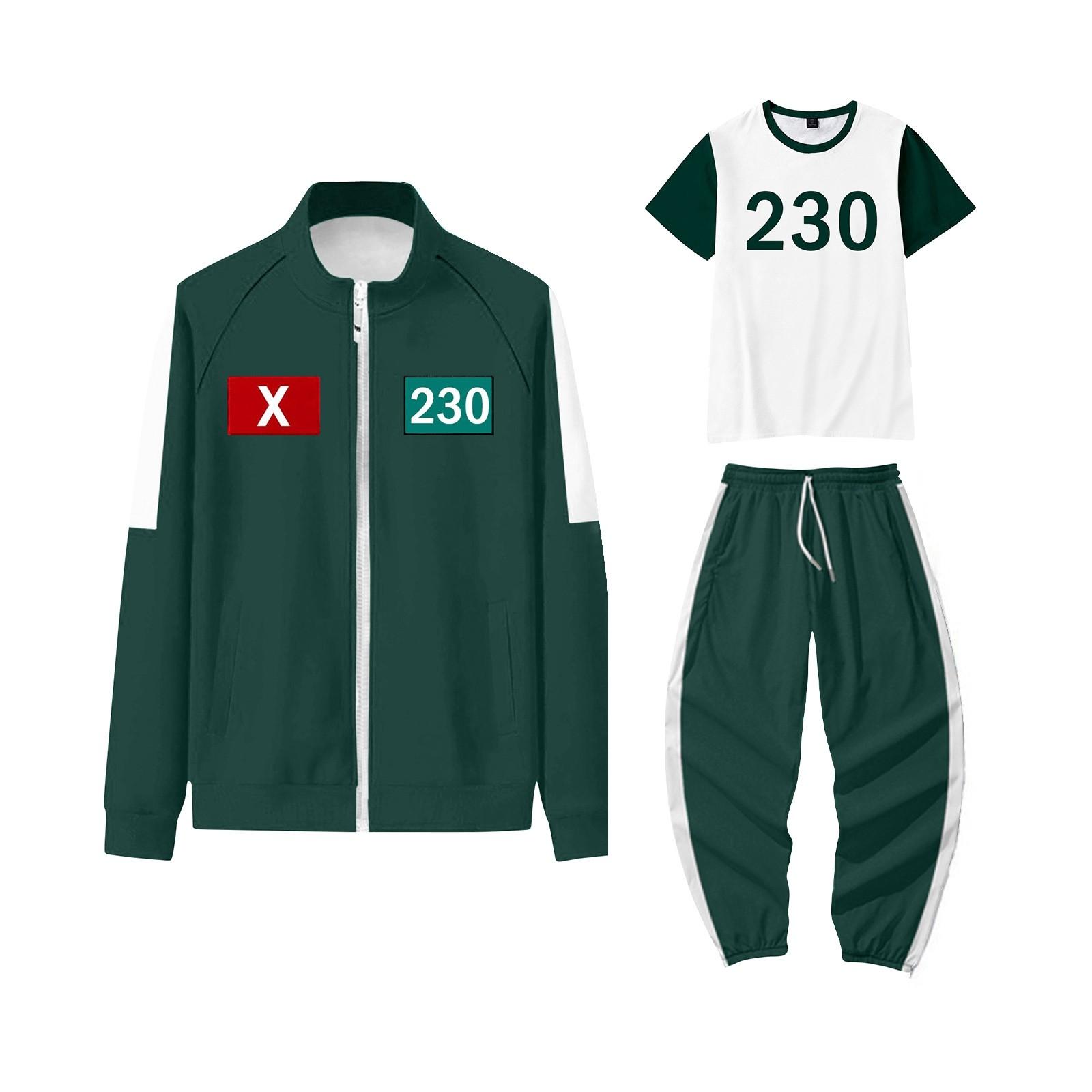 Kinder-Set mit Reißverschluss, Sweatshirt, Kapuzenpullover, sportlichem Freizeit-Sweatshirt und Hose und Kurzarmhemden 130 armee grüne von Joom DACH