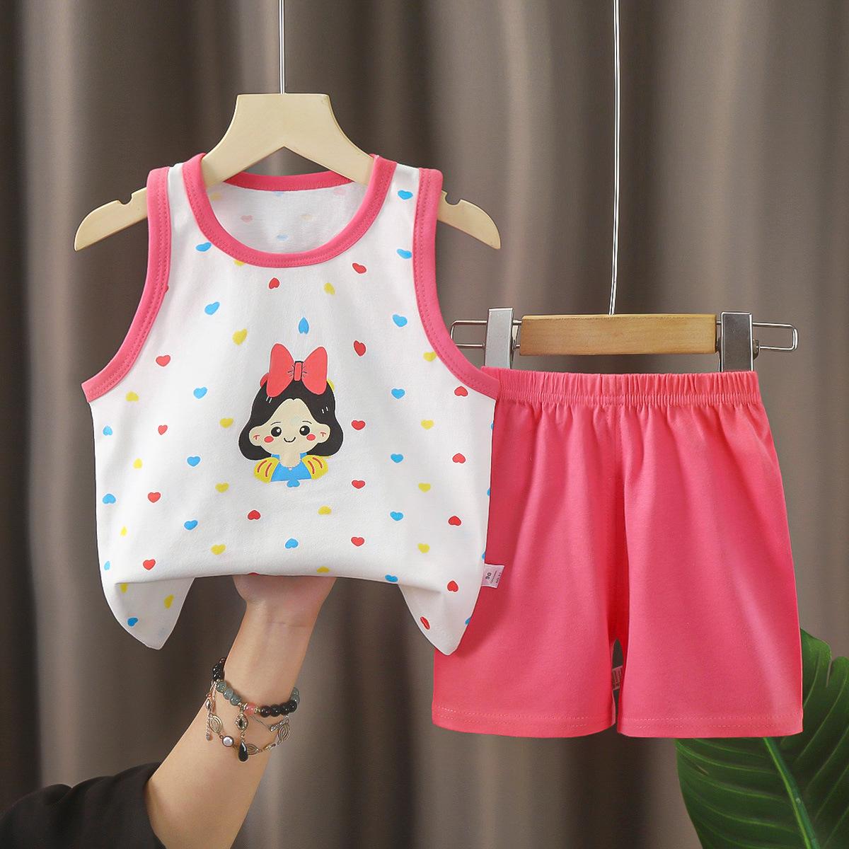 Kinder Sets Kinderkleidung Jungen Mädchen Westen Anzug Sommer Kinderbekleidung Baby Baumwolle T-Shirts Shorts Tank Top Ärmellos 110 von Joom DACH