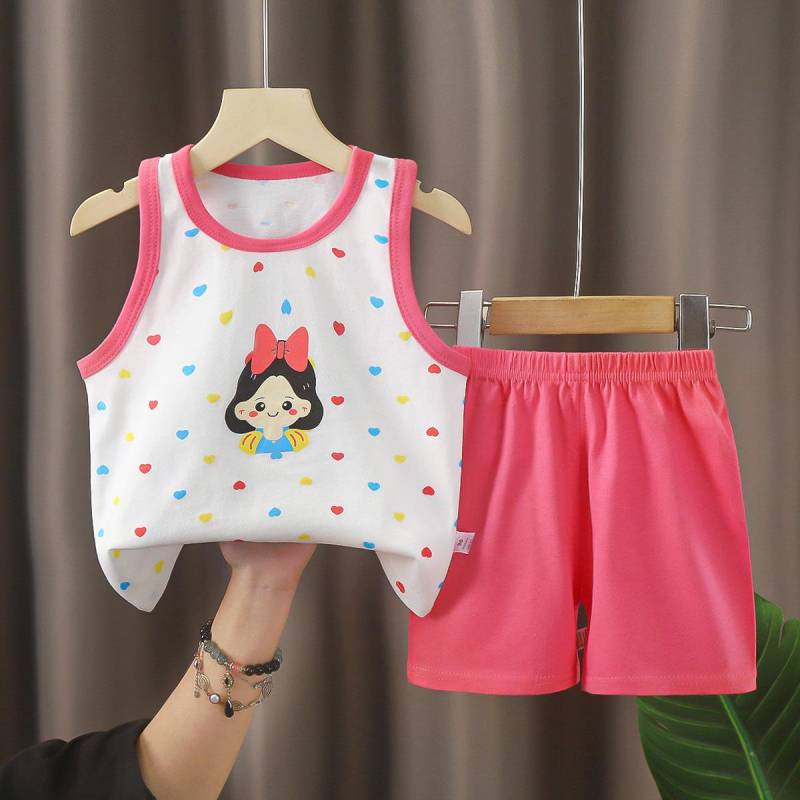 Kinder Sets Kinderkleidung Jungen Mädchen Westen Anzug Sommer Kinderbekleidung Baby Baumwolle T-Shirts Shorts Tank Top Ärmellos 110 von Joom DACH