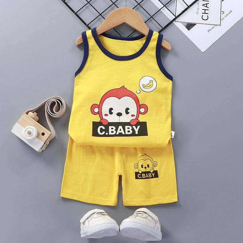 Kinder Sets Kinderkleidung Jungen Mädchen Westen Anzug Sommer Kinderbekleidung Baby Baumwolle T-Shirts Shorts Tank Top Ärmellos 110 von Joom DACH