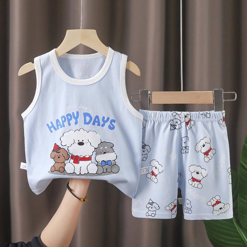 Kinder Sets Kinderkleidung Jungen Mädchen Westen Anzug Sommer Kinderbekleidung Baby Baumwolle T-Shirts Shorts Tank Top Ärmellos 120 von Joom DACH