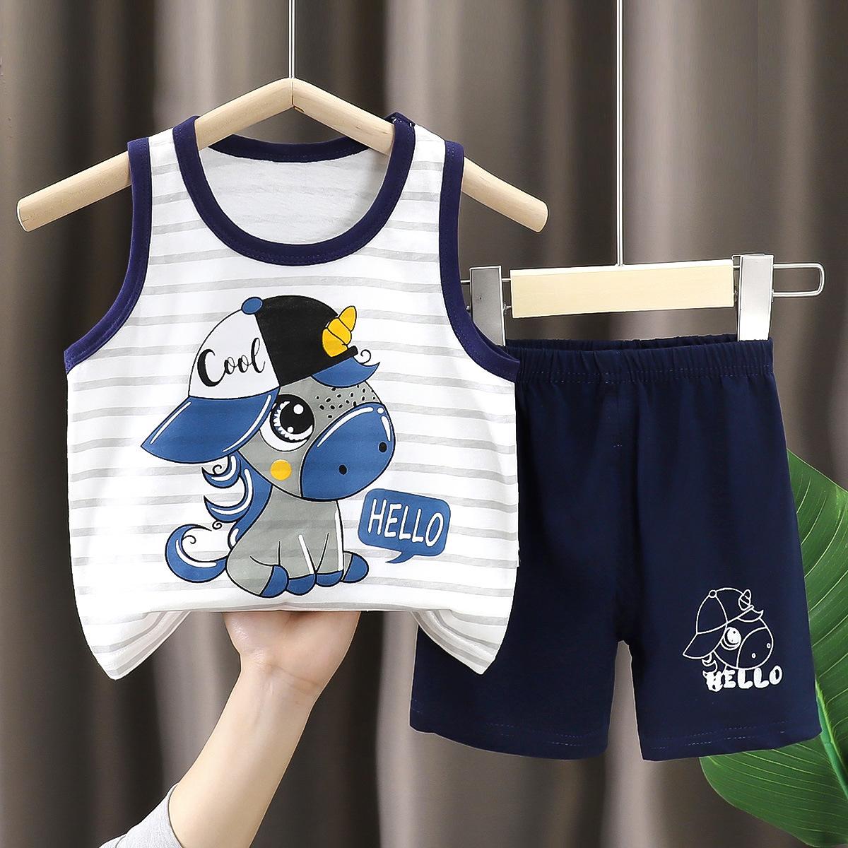 Kinder Sets Kinderkleidung Jungen Mädchen Westen Anzug Sommer Kinderbekleidung Baby Baumwolle T-Shirts Shorts Tank Top Ärmellos 73 von Joom DACH