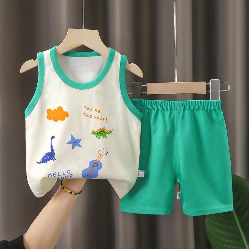 Kinder Sets Kinderkleidung Jungen Mädchen Westen Anzug Sommer Kinderbekleidung Baby Baumwolle T-Shirts Shorts Tank Top Ärmellos 80 von Joom DACH