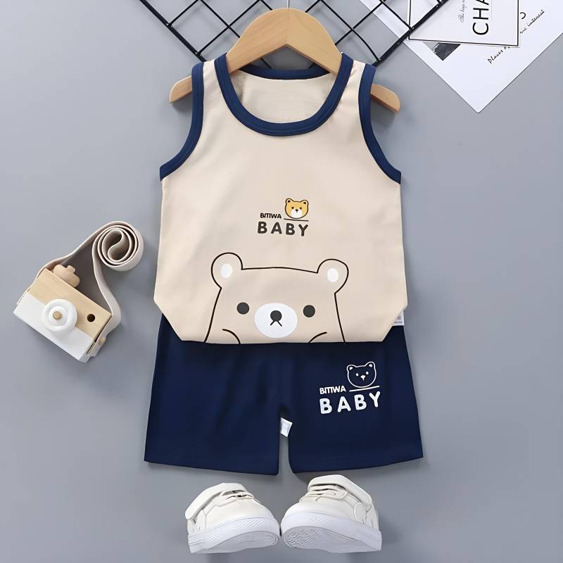 Kinder Sets Kinderkleidung Jungen Mädchen Westen Anzug Sommer Kinderbekleidung Baby Baumwolle T-Shirts Shorts Tank Top Ärmellos 90 von Joom DACH