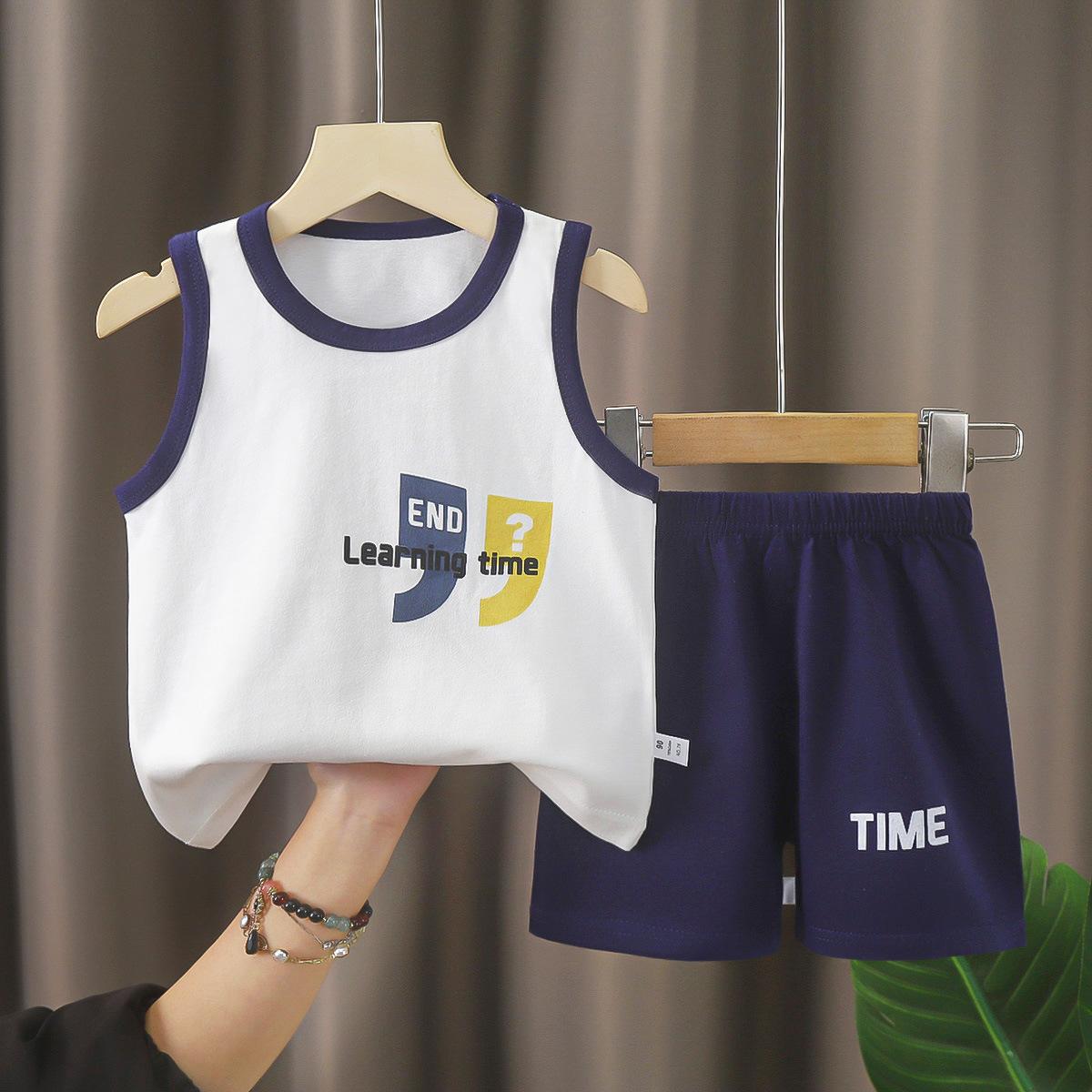 Kinder Sets Kinderkleidung Jungen Mädchen Westen Anzug Sommer Kinderbekleidung Baby Baumwolle T-Shirts Shorts Tank Top Ärmellos 90 von Joom DACH