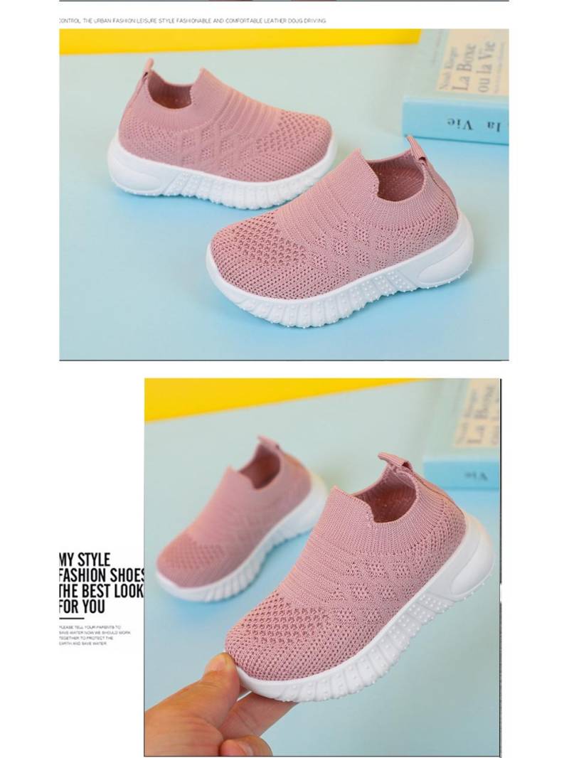 Kinder Slip-On Sportschuhe - Weiche Sohle, Weiß, Gestricktes Mesh, Unisex, Größen 22-39 28 von Joom DACH