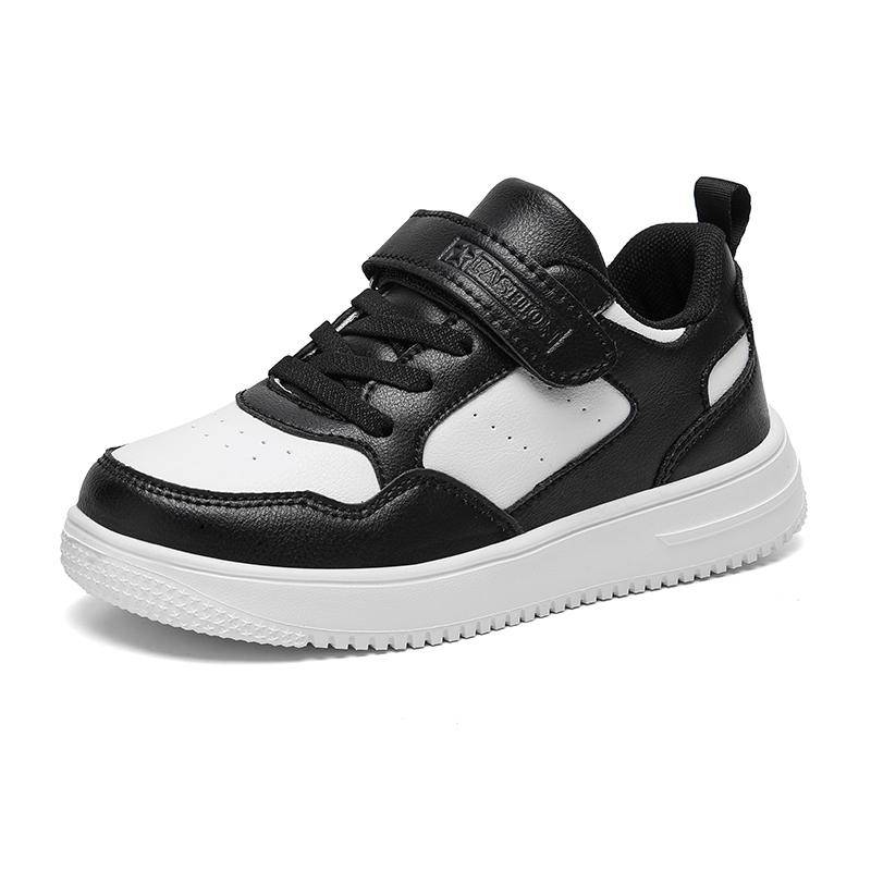 Kinder Sneaker Jungen Freizeitschuhe Schwarz Leder Flache Schüler Wanderschuhe Rutschfeste Mädchen Leichte Sport Tennisschuhe 37 von Joom DACH