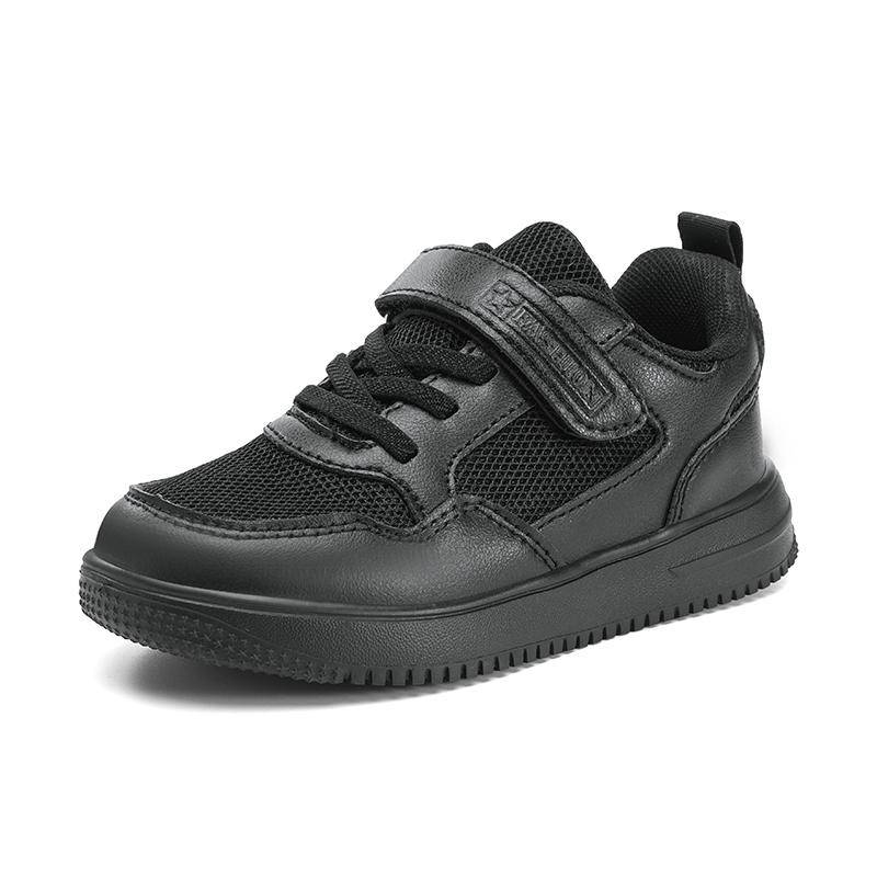 Kinder Sneaker Jungen Freizeitschuhe Schwarz Leder Flache Schüler Wanderschuhe Rutschfeste Mädchen Leichte Sport Tennisschuhe 37 von Joom DACH