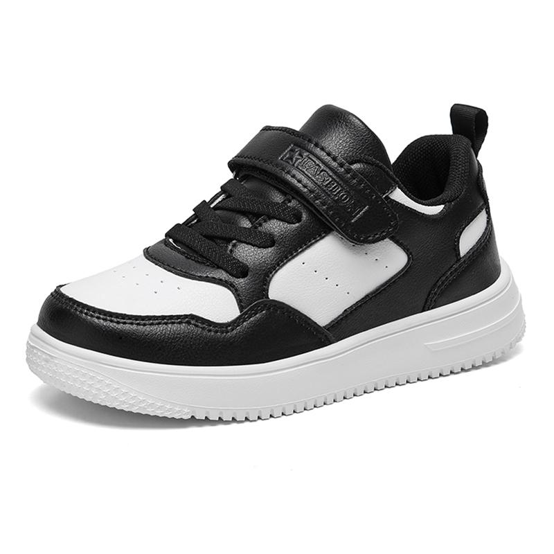 Kinder Sneaker Jungen Freizeitschuhe Schwarz Leder Flache Schüler Wanderschuhe Rutschfeste Mädchen Leichte Sport Tennisschuhe 37 von Joom DACH