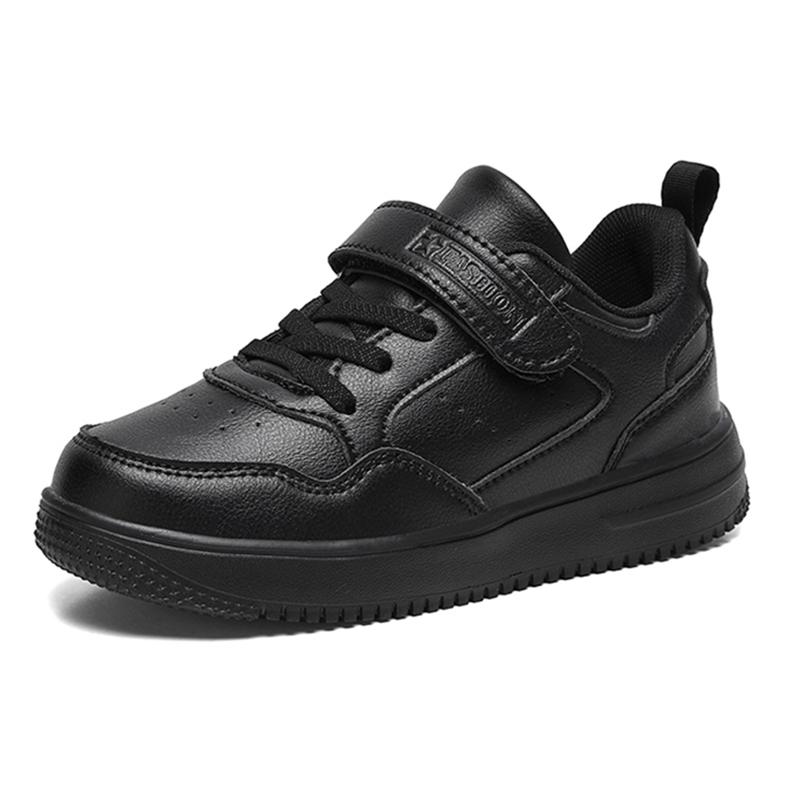 Kinder Sneaker Jungen Freizeitschuhe Schwarz Leder Flache Schüler Wanderschuhe Rutschfeste Mädchen Leichte Sport Tennisschuhe 38 von Joom DACH