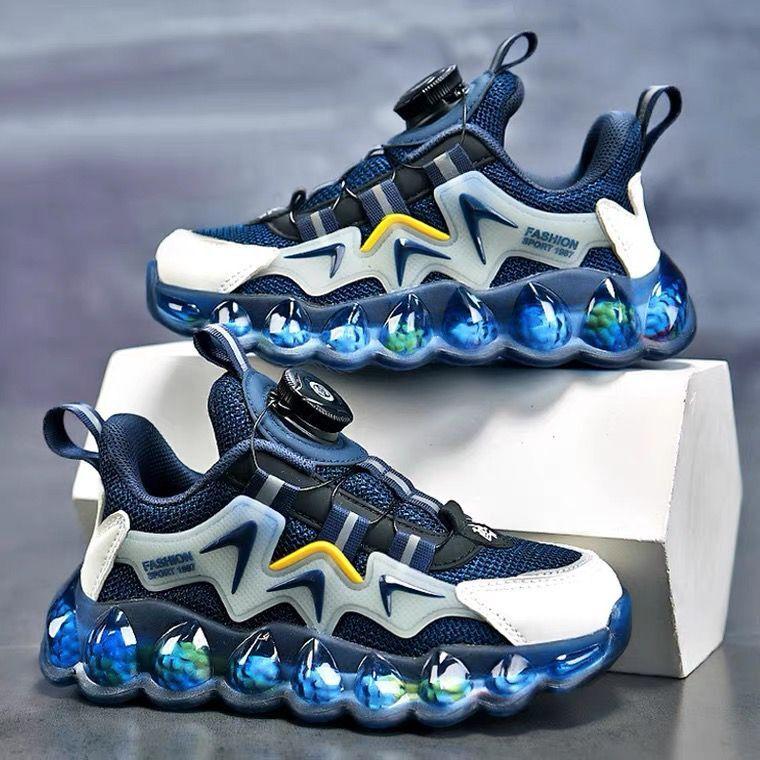 Kinder-Sneaker mit atmungsaktivem Drehknopf, atmungsaktive Jungen-Freizeitschuhe mit weichem Boden 27 von Joom DACH