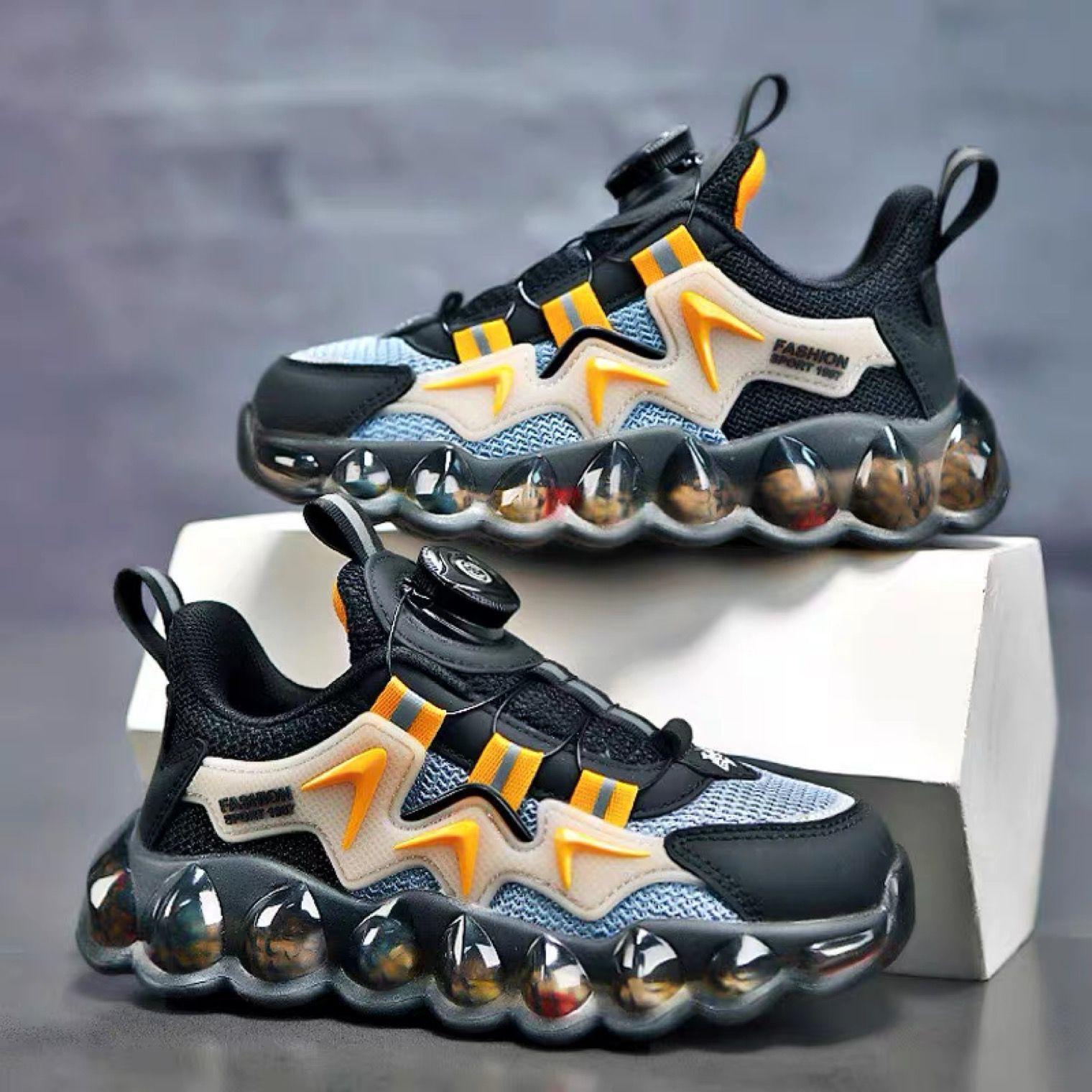 Kinder-Sneaker mit atmungsaktivem Drehknopf, atmungsaktive Jungen-Freizeitschuhe mit weichem Boden 39 von Joom DACH