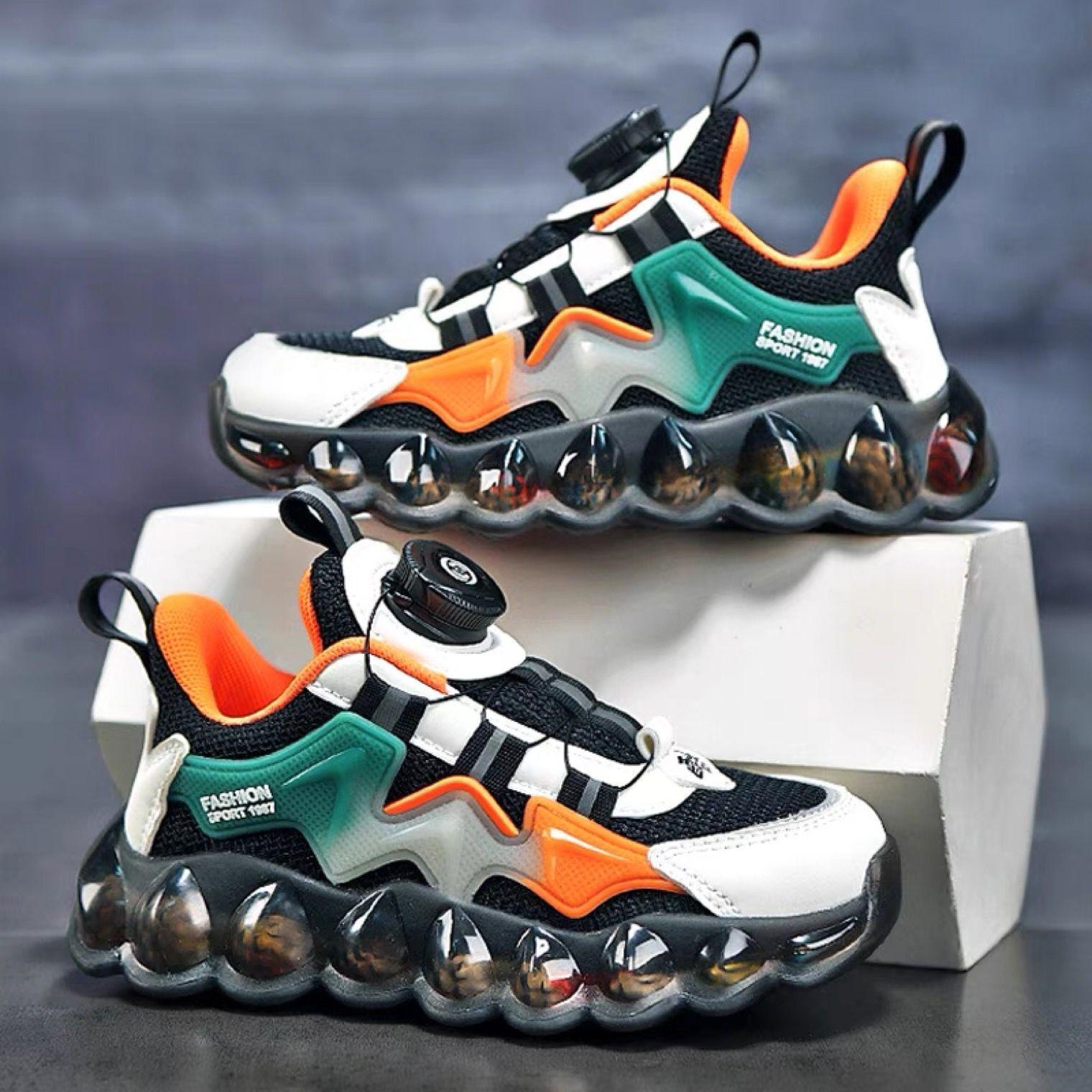 Kinder-Sneaker mit atmungsaktivem Drehknopf, atmungsaktive Jungen-Freizeitschuhe mit weichem Boden 40 von Joom DACH