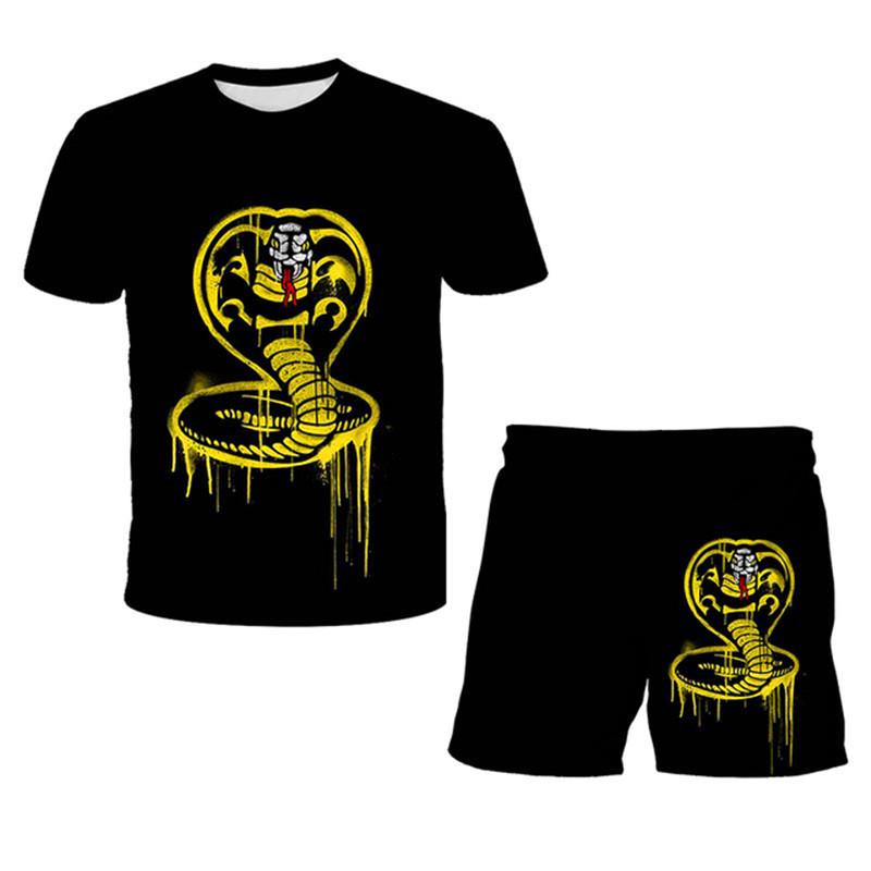 Kinder Sommer Casual T-Shirts 3D gedruckt Cobra Kai Cartoon Kinder Mode T-Shirt Shorts Sets 2PCS Jungen und Mädchen 4 bis 14 Jahre 130CM von Joom DACH