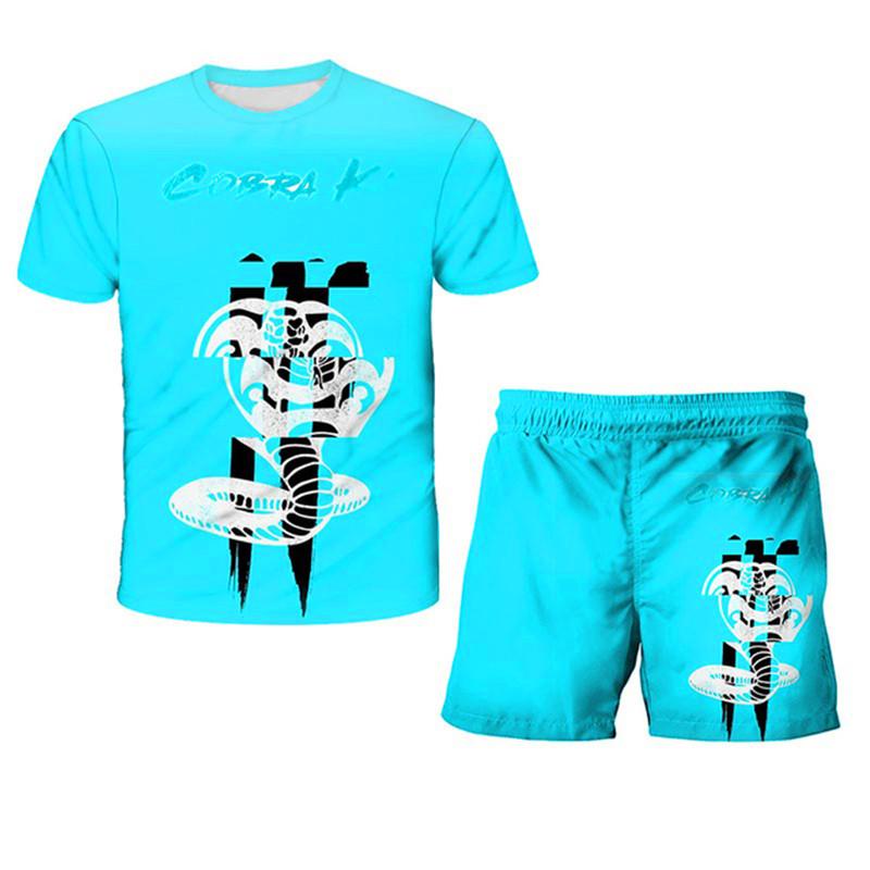 Kinder Sommer Casual T-Shirts 3D gedruckt Cobra Kai Cartoon Kinder Mode T-Shirt Shorts Sets 2PCS Jungen und Mädchen 4 bis 14 Jahre 140CM von Joom DACH