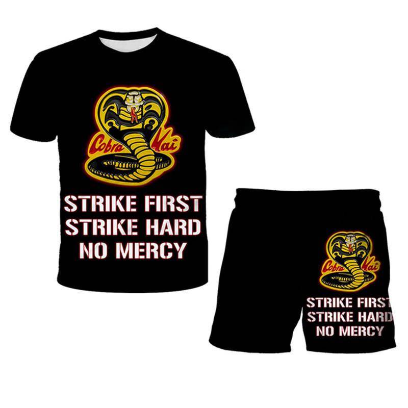 Kinder Sommer Casual T-Shirts 3D gedruckt Cobra Kai Cartoon Kinder Mode T-Shirt Shorts Sets 2PCS Jungen und Mädchen 4 bis 14 Jahre 150CM von Joom DACH