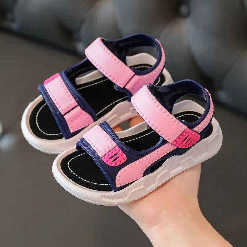 Kinder Sommer Sandalen für große Jungen, rutschfeste Outdoor-flache Strandsandalen, weiche Sohle, leichte Freizeitsandalen 21 grau von Joom DACH