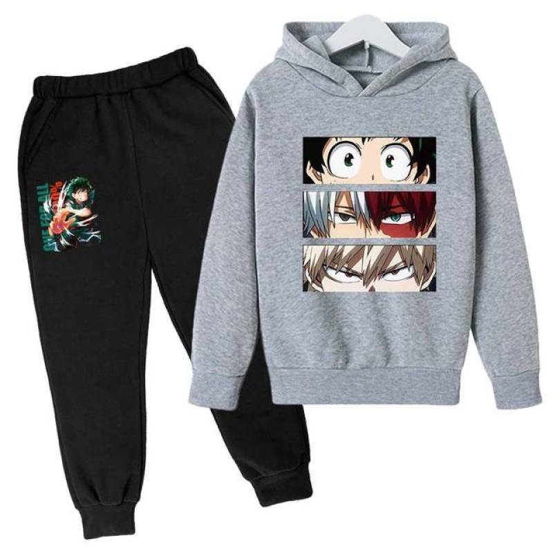 Kinder Sportswear Kinder My Hero Academia Kleidung Sets Baby Junge Mädchen Mode Anime Anzüge Cartoon Hoodie Pullover + Hosen 150 von Joom DACH