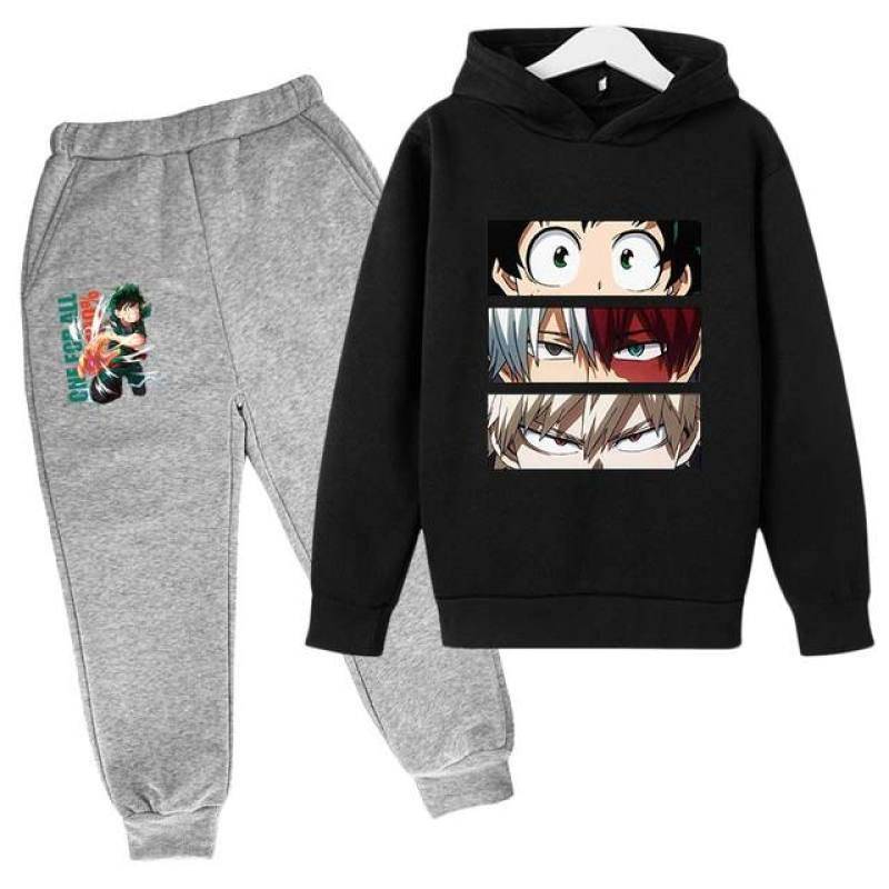 Kinder Sportswear Kinder My Hero Academia Kleidung Sets Baby Junge Mädchen Mode Anime Anzüge Cartoon Hoodie Pullover + Hosen 160 von Joom DACH