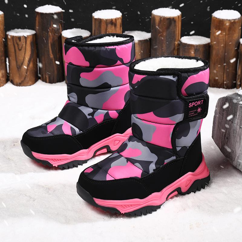 Kinder Stiefel Jungen Schneeschuhe Mädchen Sport Sneakers Mode Plüsch Warme Schuhe 27 von Joom DACH