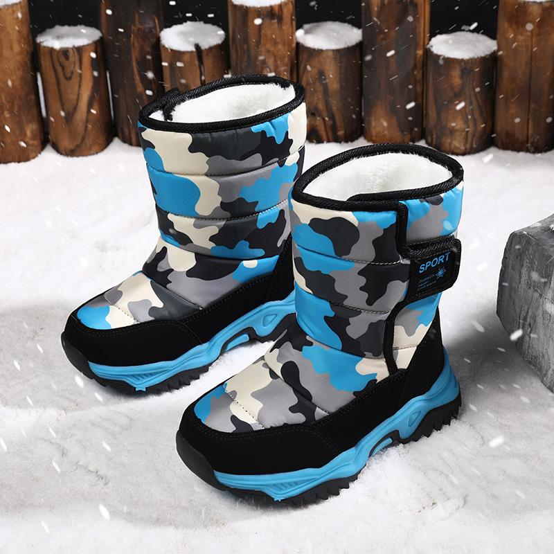 Kinder Stiefel Jungen Schneeschuhe Mädchen Sport Sneakers Mode Plüsch Warme Schuhe 34 blau von Joom DACH