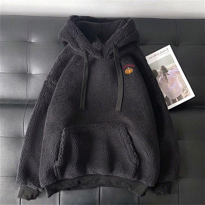 Kinder Sweatshirts Hoodies Jungen Mädchen Herbst Winter Kleidung Plüsch Warme Pullover Lose Dicke Hoodie Tops 120 schwarz von Joom DACH