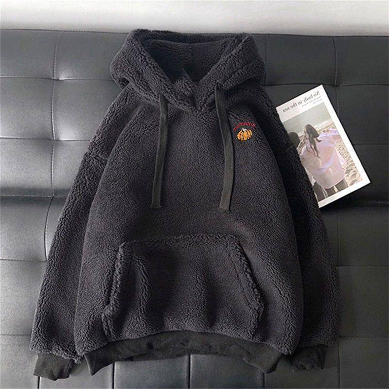 Kinder Sweatshirts Hoodies Jungen Mädchen Herbst Winter Kleidung Plüsch Warme Pullover Lose Dicke Hoodie Tops 120 schwarz von Joom DACH